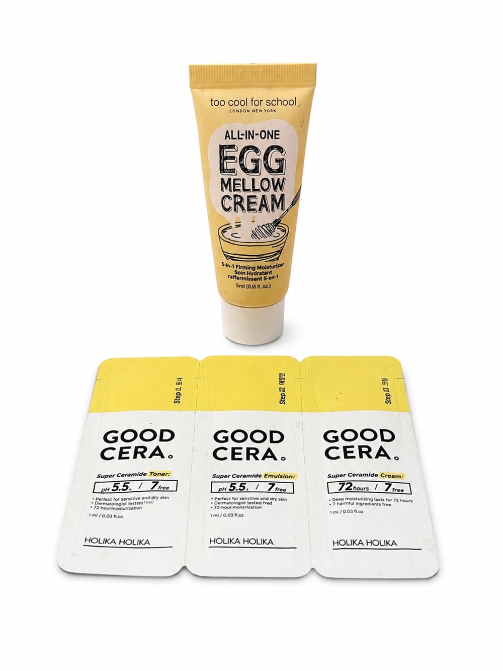 NEW Too Cool for School Egg Mellow Cream & Holika Holika Samples